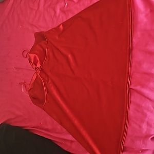 Reddish burgundy spaghetti strap dress.